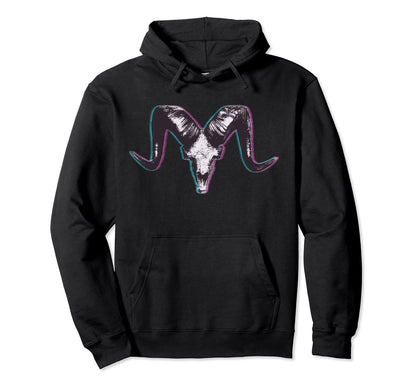 Ram Skull Vaporwave Aesthetic Art Hoodie - Novelty Apparel Unisex