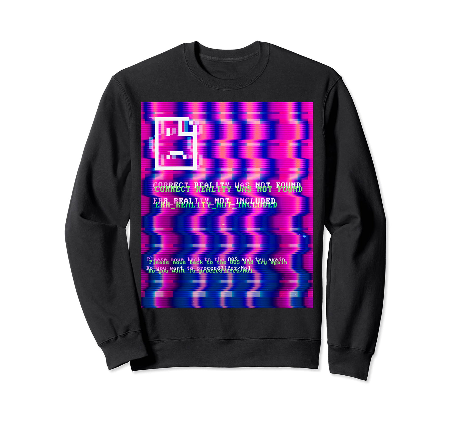 80S Vaporwave Glitch Error Correct Sweatshirt - Novelty Apparel for Adults
