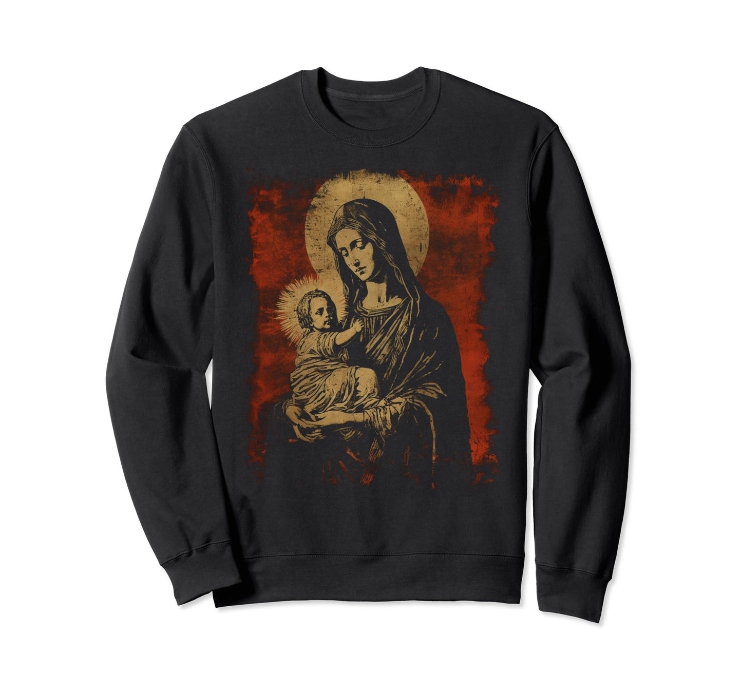 Mary Jesus Distressed 90S Goth Sweatshirt - Trendy Graphic for Adults