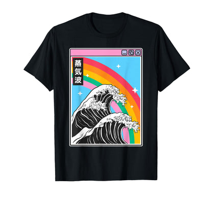 Great Wave Off Kanagawa Rainbow T-Shirt - Aesthetic Graphic Unisex