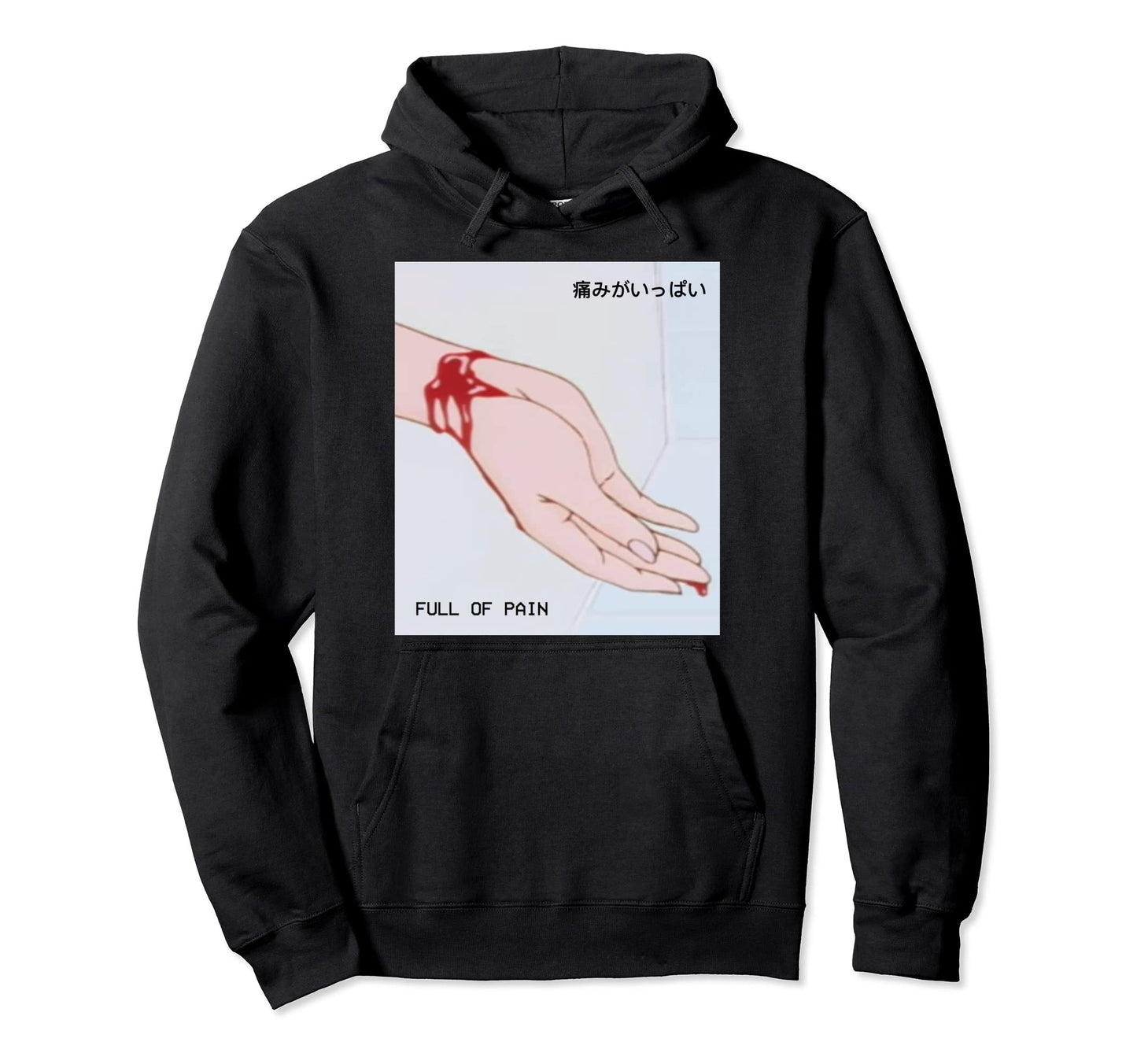 Vaporwave Aesthetic Full Pain Hoodie - Graphic Print for Adults
