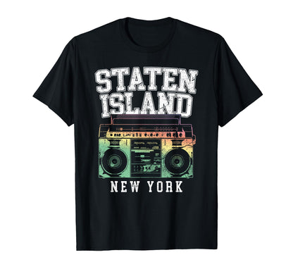Staten Island New York Nyc Boombox Old T-Shirt - Unique Graphic Unisex
