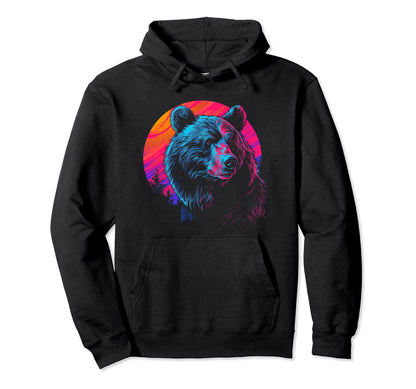 Bear Vaporwave Aesthetic Synthwave Hoodie - Aesthetic Graphic for Adults