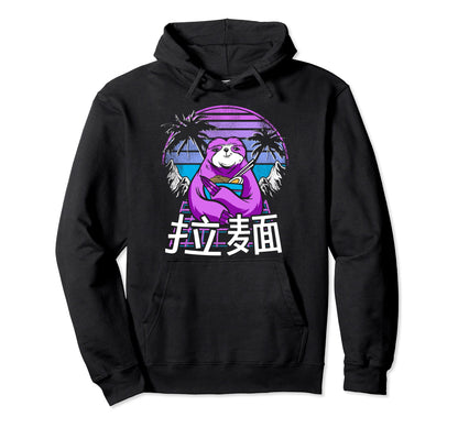 Ramen Sloth 90S Retrowave Sunset 80S Hoodie - Custom Art Print Men Women