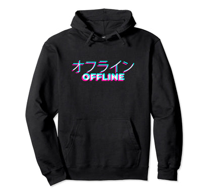Japanese 90S Synthwave Glitch Offline Hoodie - Unique Graphic Men Women