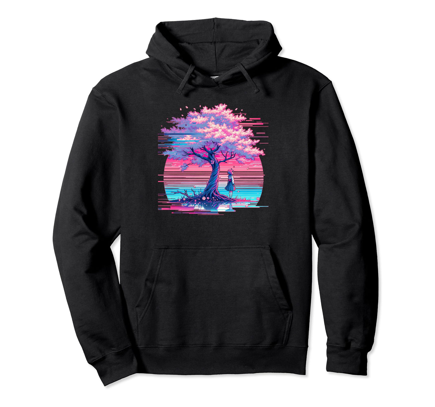 Sakura Synthwave Japanese Vaporwave Hoodie - Fun Novelty Design for Adults