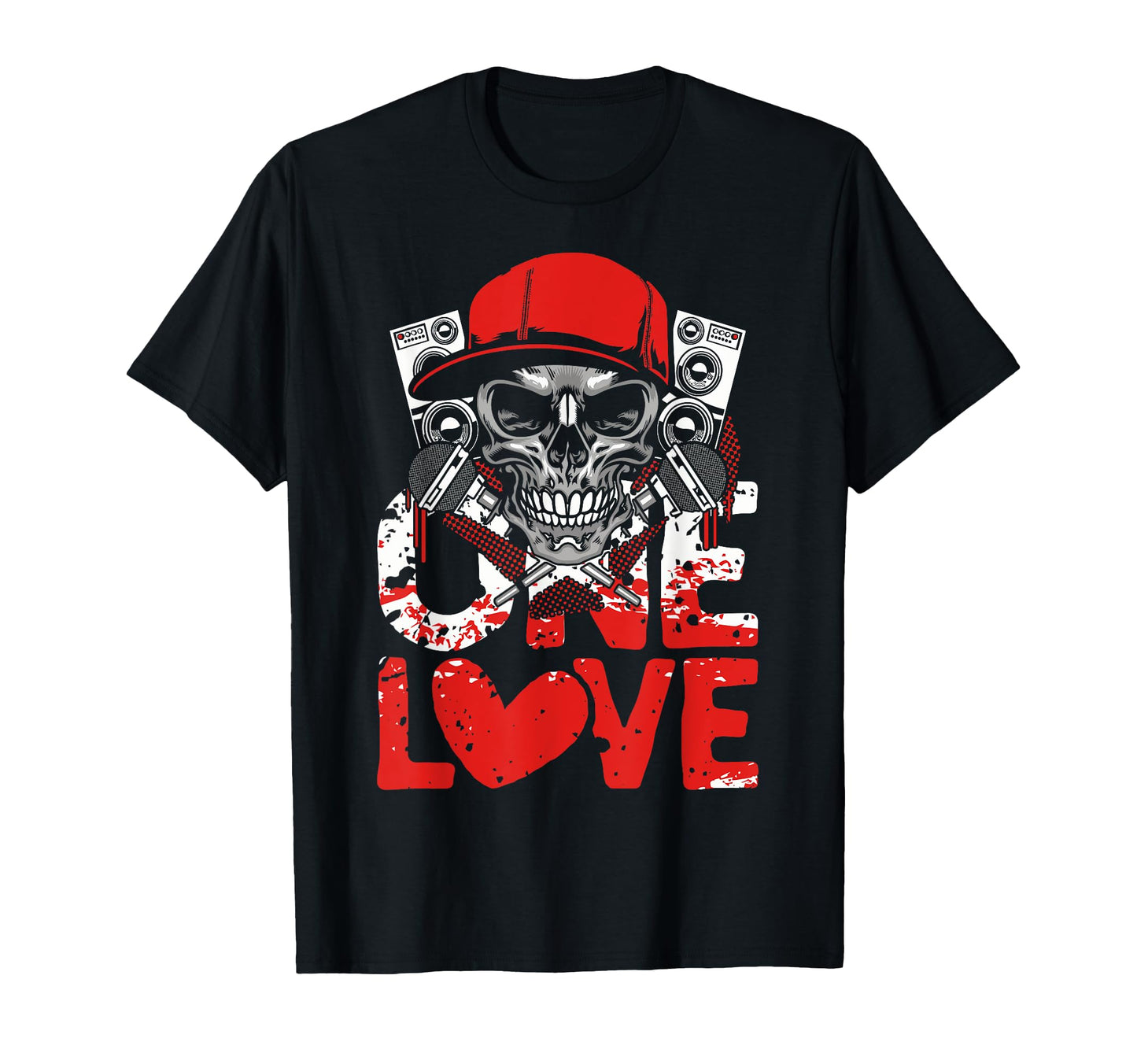 One Love Old School Hip Hop Music 80S T-Shirt - Unique Graphic Men Women