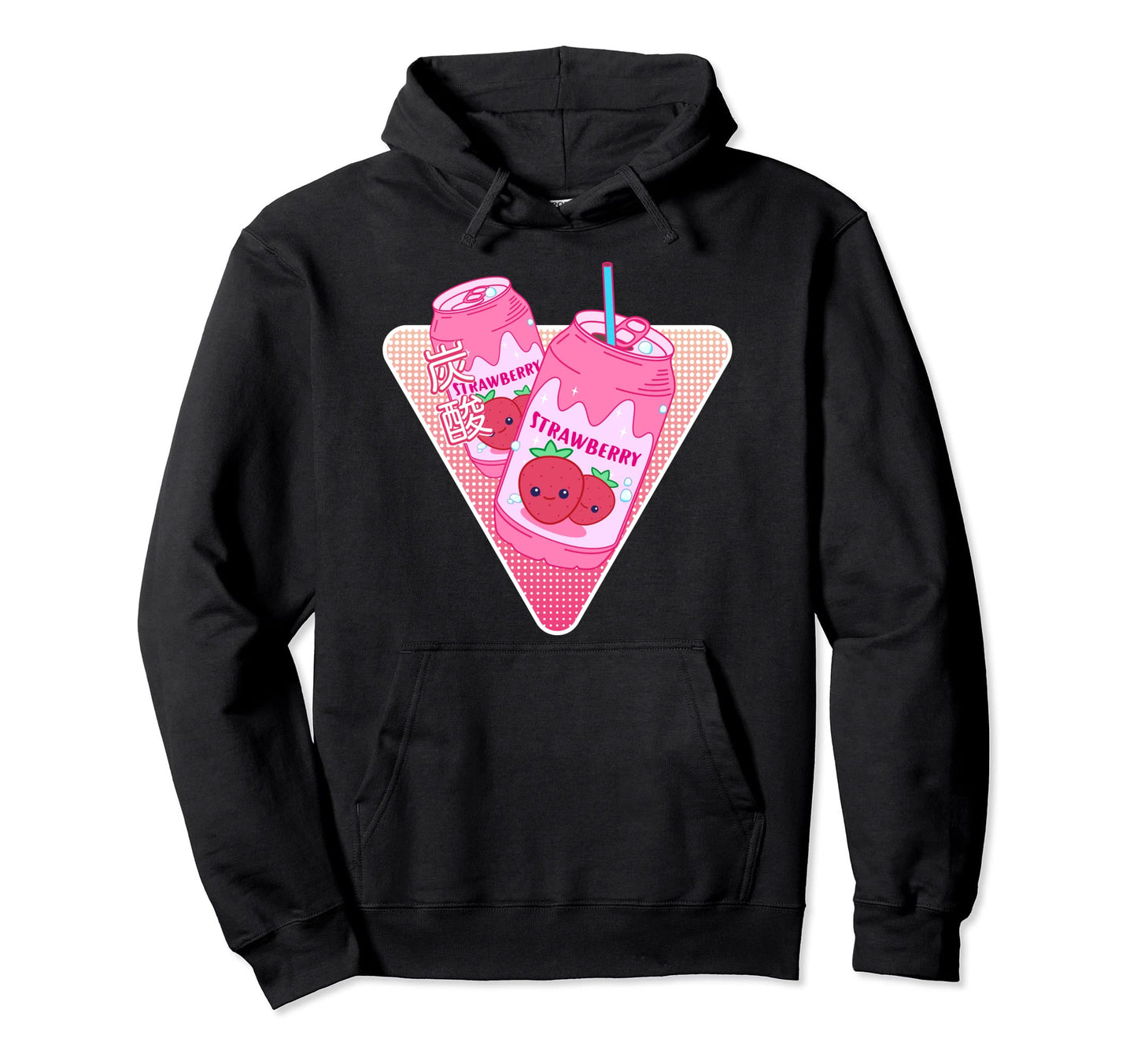 Kawaii Strawberry Soda Vaporwave Hoodie - Custom Art Print Men Women