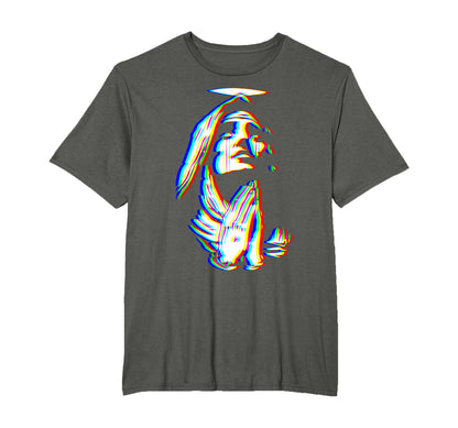 Praying Religious Glitch Art T-Shirt - Custom Art Print for Adults