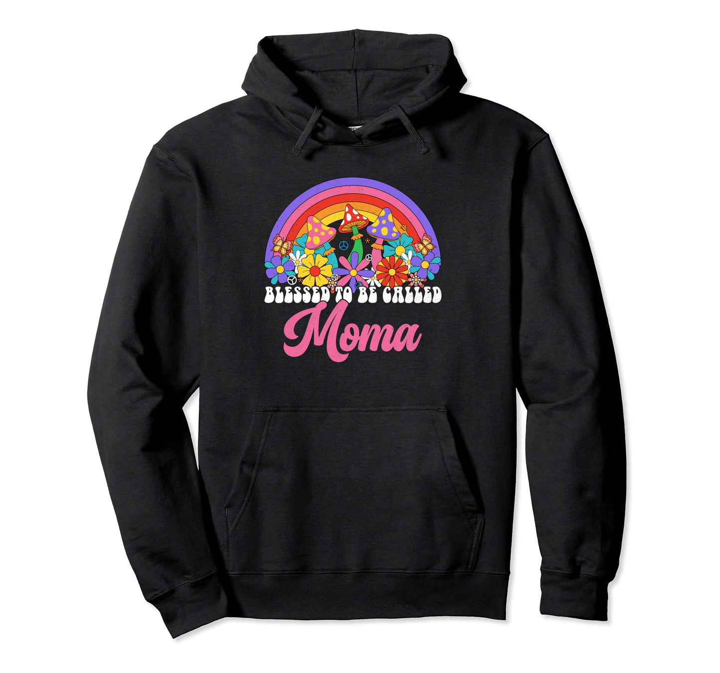 Blessed To Be Called Moma Rainbow Groovy Hoodie - Trendy Graphic Unisex
