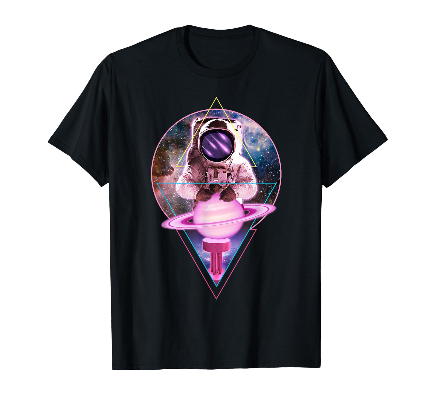 Astronaut Saturn Spinning Aesthetic T-Shirt - Fun Novelty Design Unisex