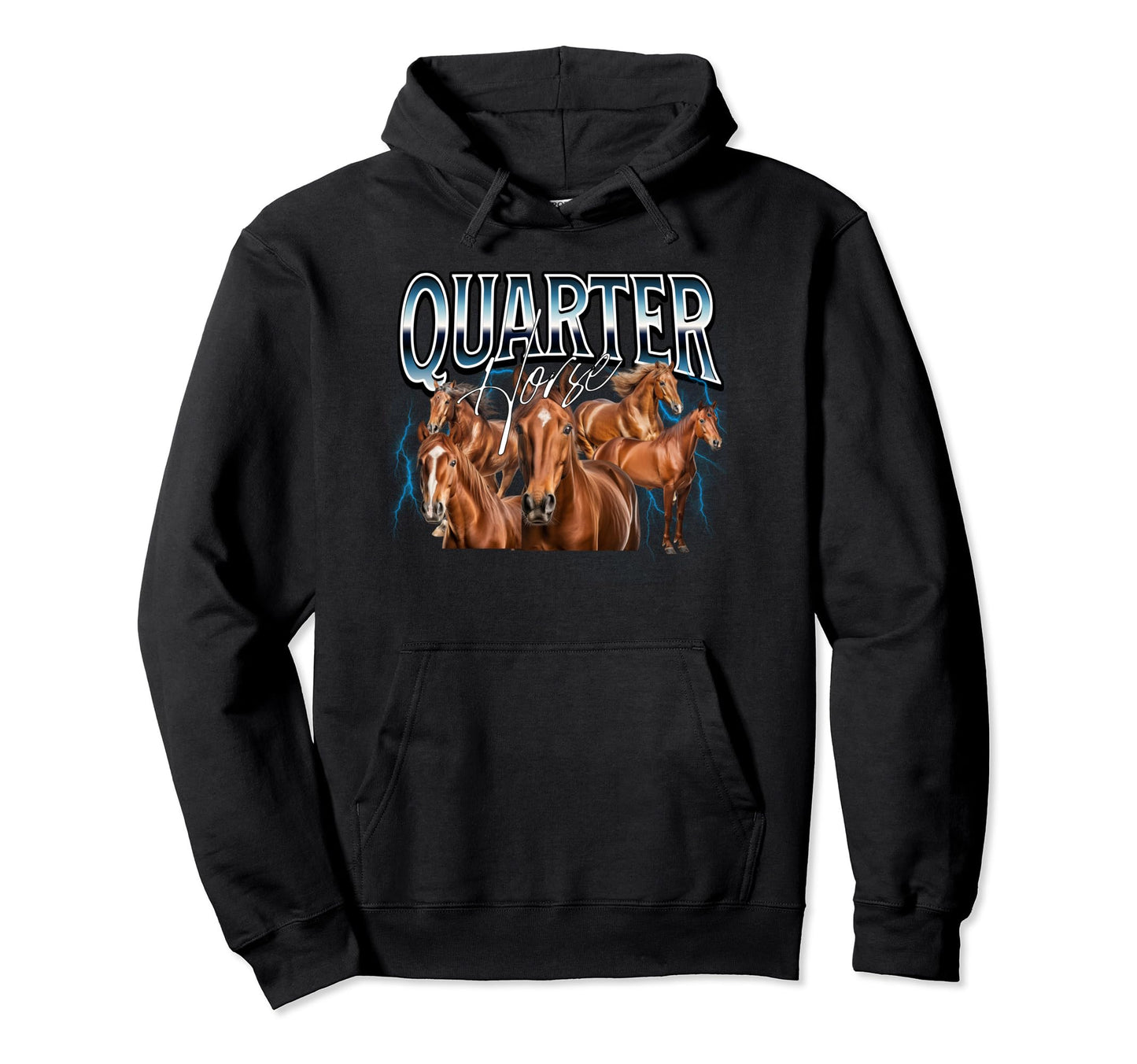 Quarter Horse 90S Bootleg Grunge Rap Hoodie - Graphic Print Unisex