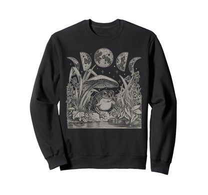 Whimsy Goth Fairycore Grunge Frog Sweatshirt - Fun Novelty Design Unisex
