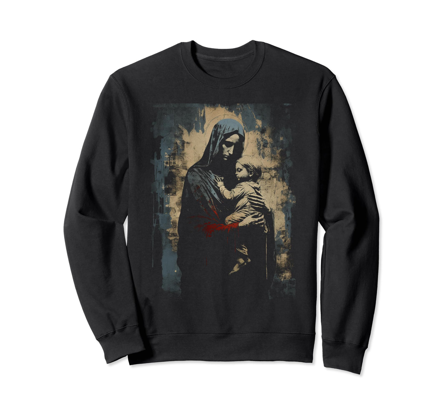 Mary Jesus Distressed 90S Goth Sweatshirt - Aesthetic Graphic Unisex