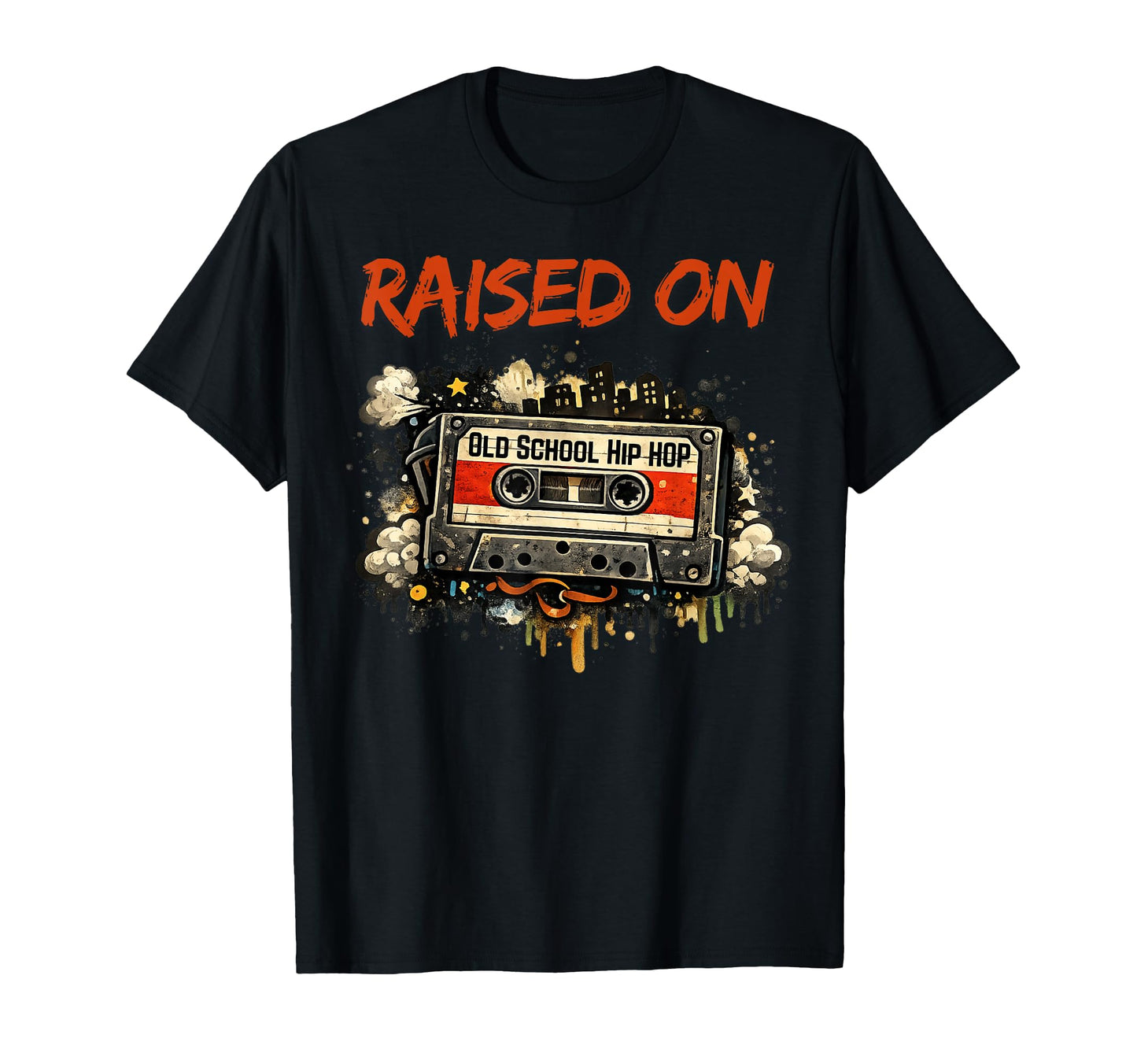 Raised Old School Hip Hop Cassette T-Shirt - Graphic Print Men Women