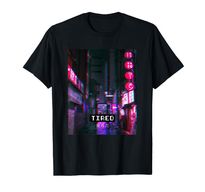 Tired Vaporwave Aesthetic T-Shirt - Fun Novelty Design for Adults