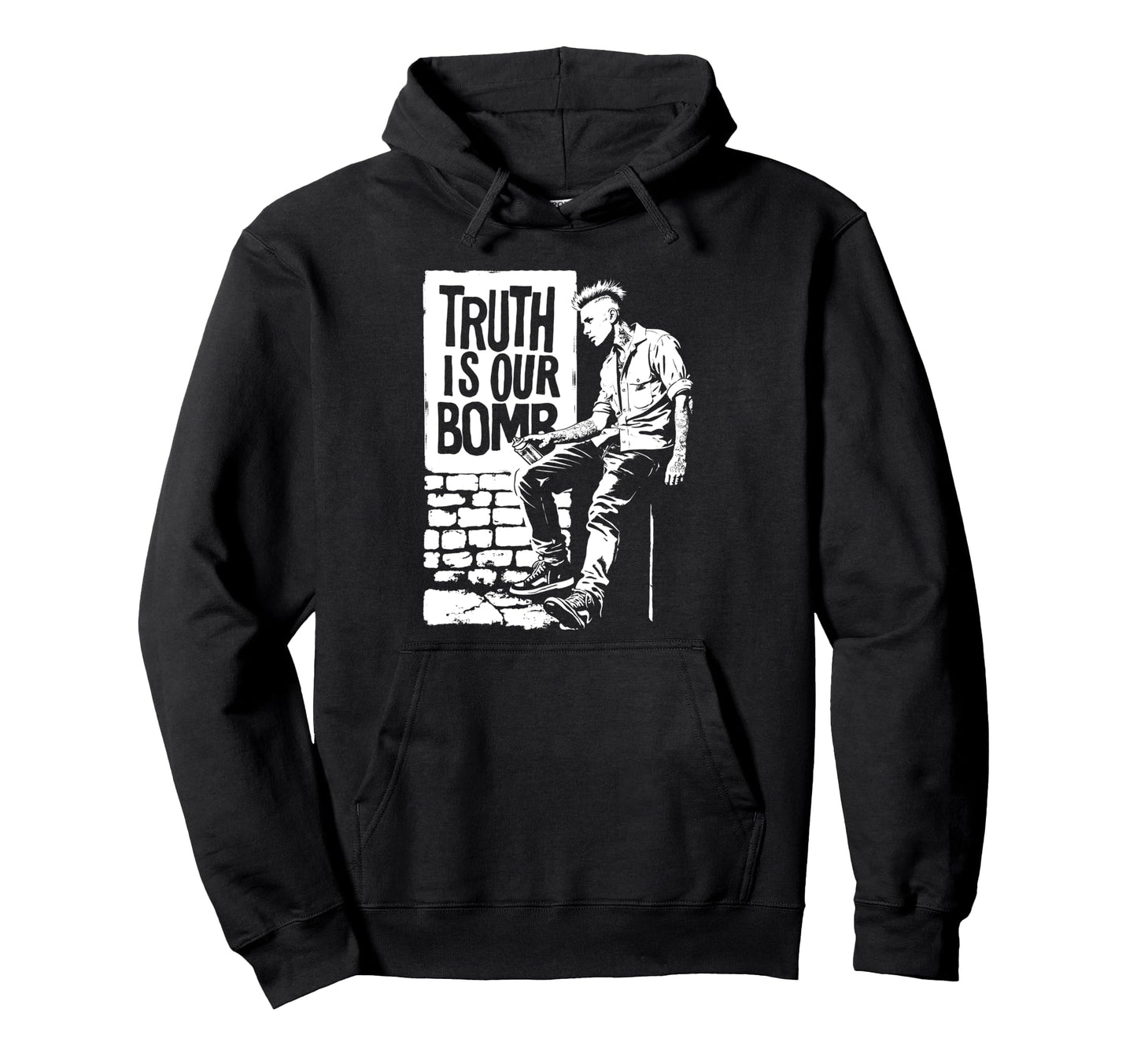 Punk Rock 90S Grunge Distressed Street Hoodie - Custom Art Print Men Women