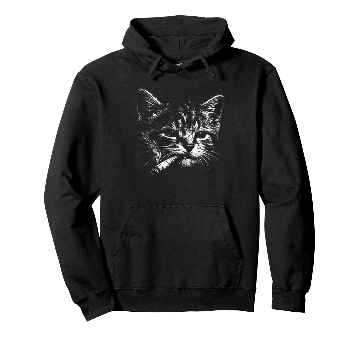Cigarette Kitten Funny Grunge Y2K Hoodie - Novelty Apparel for Adults