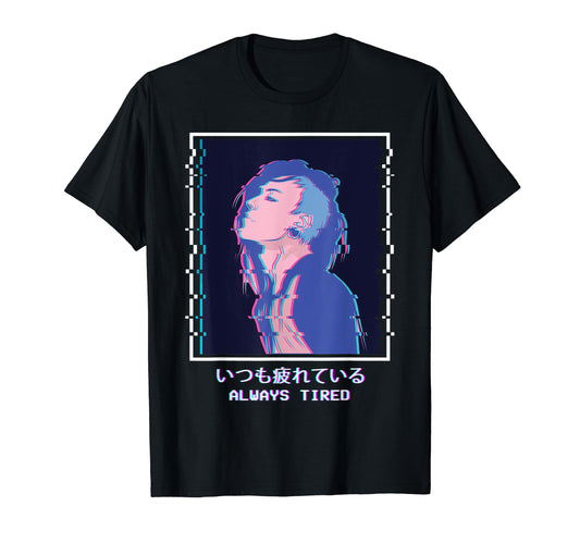 Always Tired Sad Anime Punk Emo T-Shirt - Custom Art Print Men Women