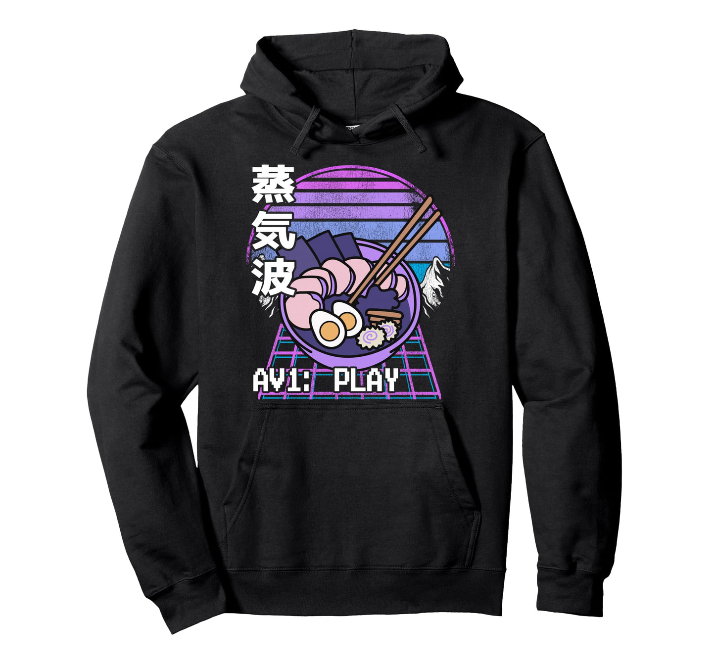 Vaporwave Aesthetic Ramen Bowl 90S Hoodie - Graphic Print for Adults