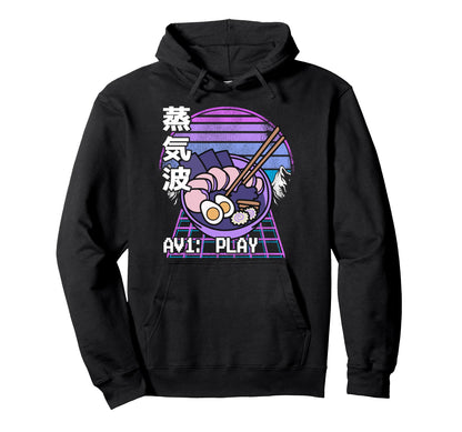 Vaporwave Aesthetic Ramen Bowl 90S Hoodie - Graphic Print for Adults
