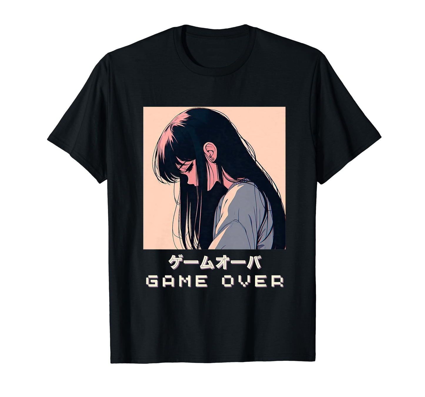 90S Japanese Sad Anime Game Over T-Shirt - Aesthetic Graphic Unisex