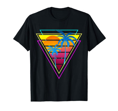 1980S 1990S Vaporwave Palm Trees T-Shirt - Fun Novelty Design for Adults