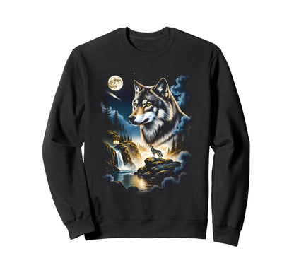 Grunge Howling Wolf 90S Nature Galaxy Sweatshirt - Aesthetic Graphic Unisex