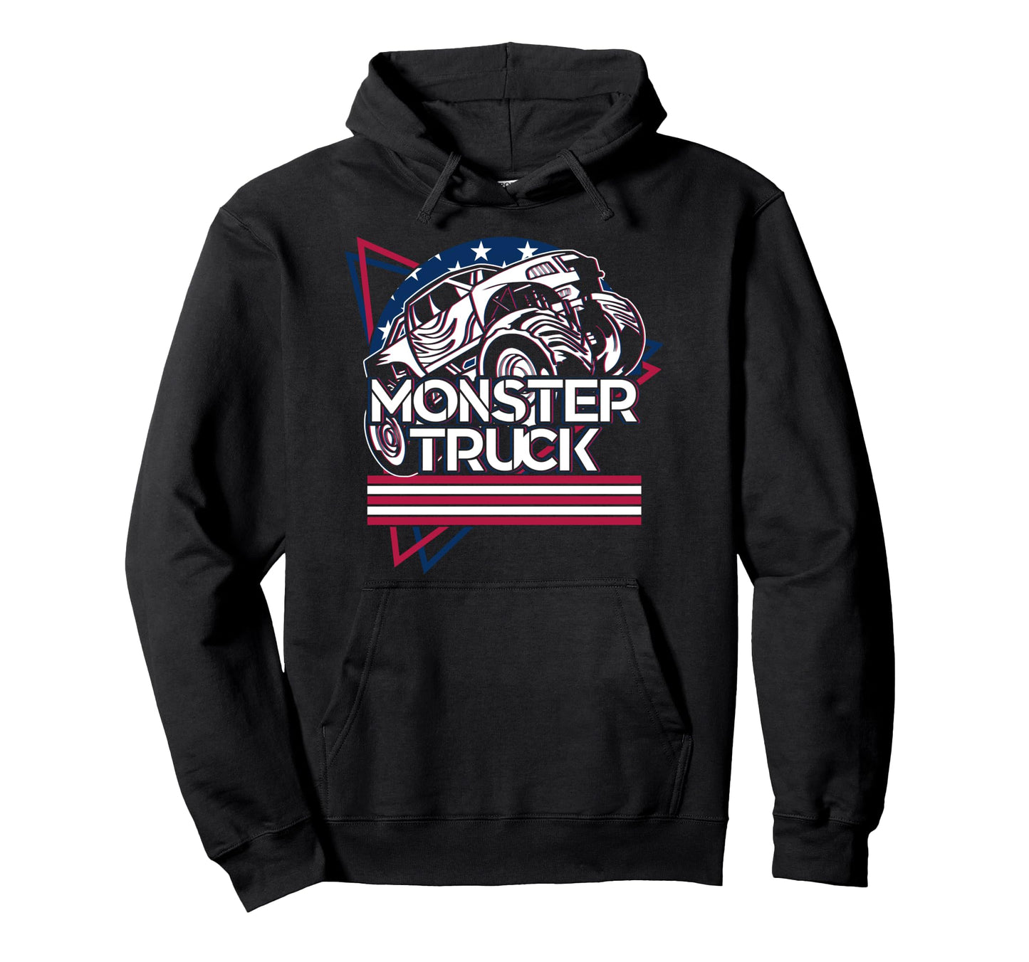 Vaporwave Aesthetic Monster Truck Usa Flag Hoodie - Unique Graphic Unisex