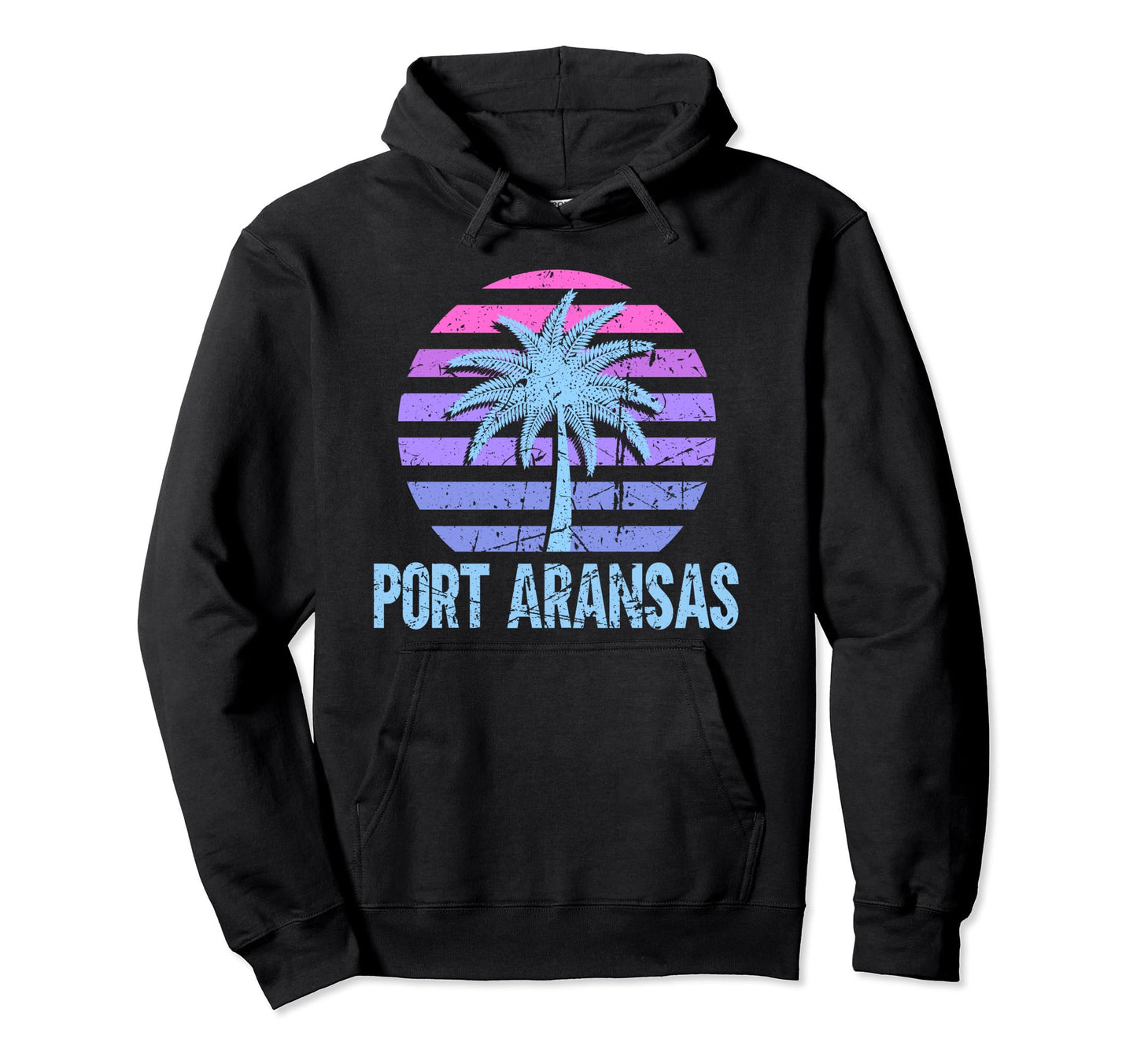 Port Aransas Vacation Vaporwave Hoodie - Custom Art Print Men Women