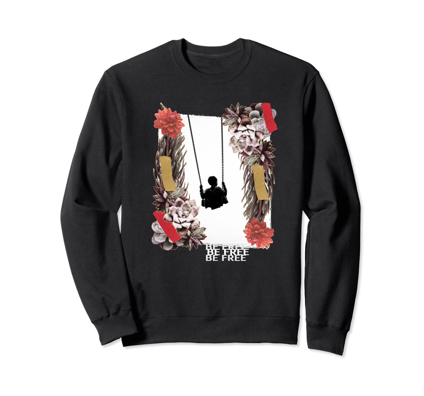Be Free Grunge 90S Photo Collage Sweatshirt - Novelty Apparel Unisex
