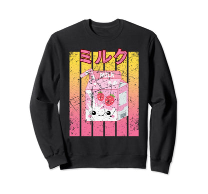 Kawaii Strawberry Milk Japanese Anime Sweatshirt - Graphic Print Men Women