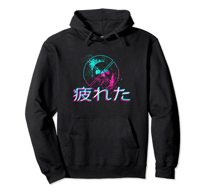 Skull Tired Glitch Japanese Otaku Hoodie - Unique Graphic Men Women