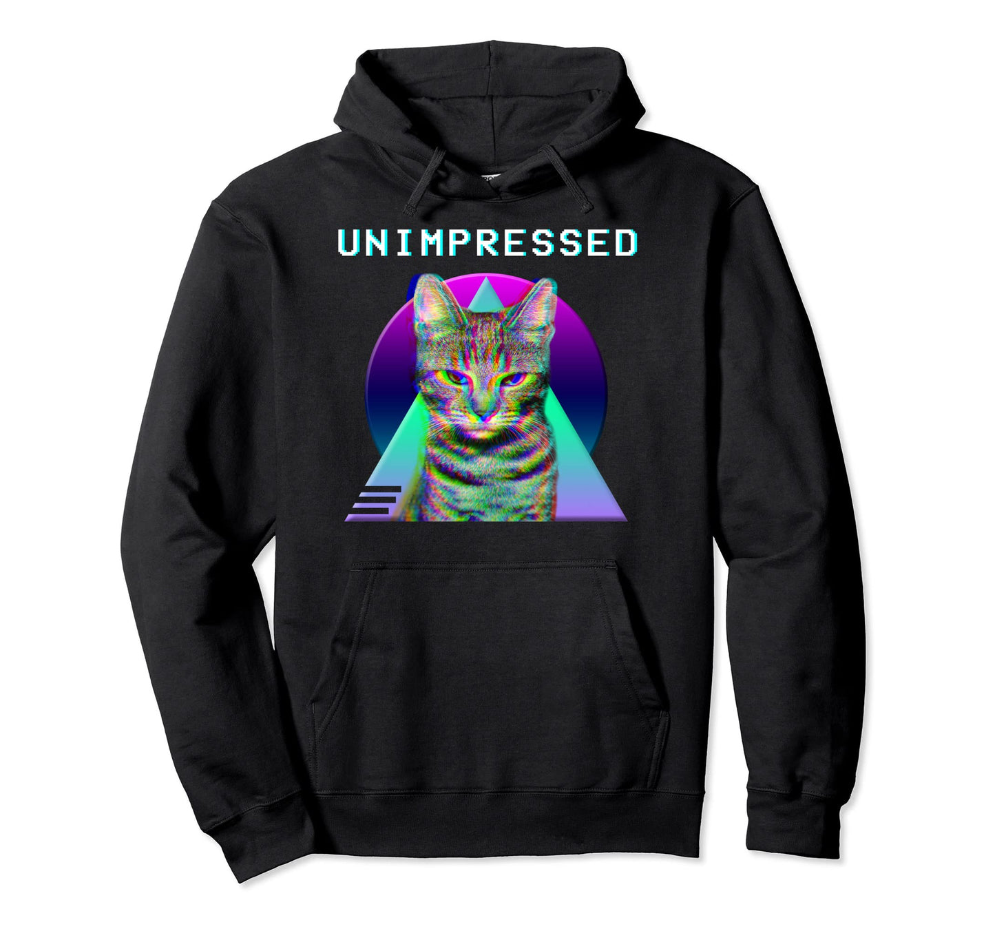 80S Vaporwave Aesthetic Unimpressed Cat Hoodie - Minimalist Print Unisex