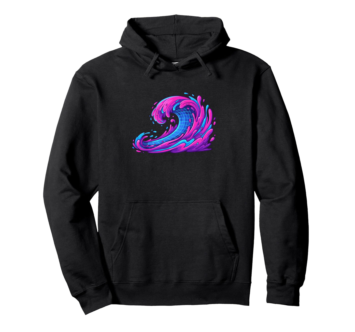 Cyberpunk Surf Wave Vaporwave Ocean Hoodie - Minimalist Print Unisex