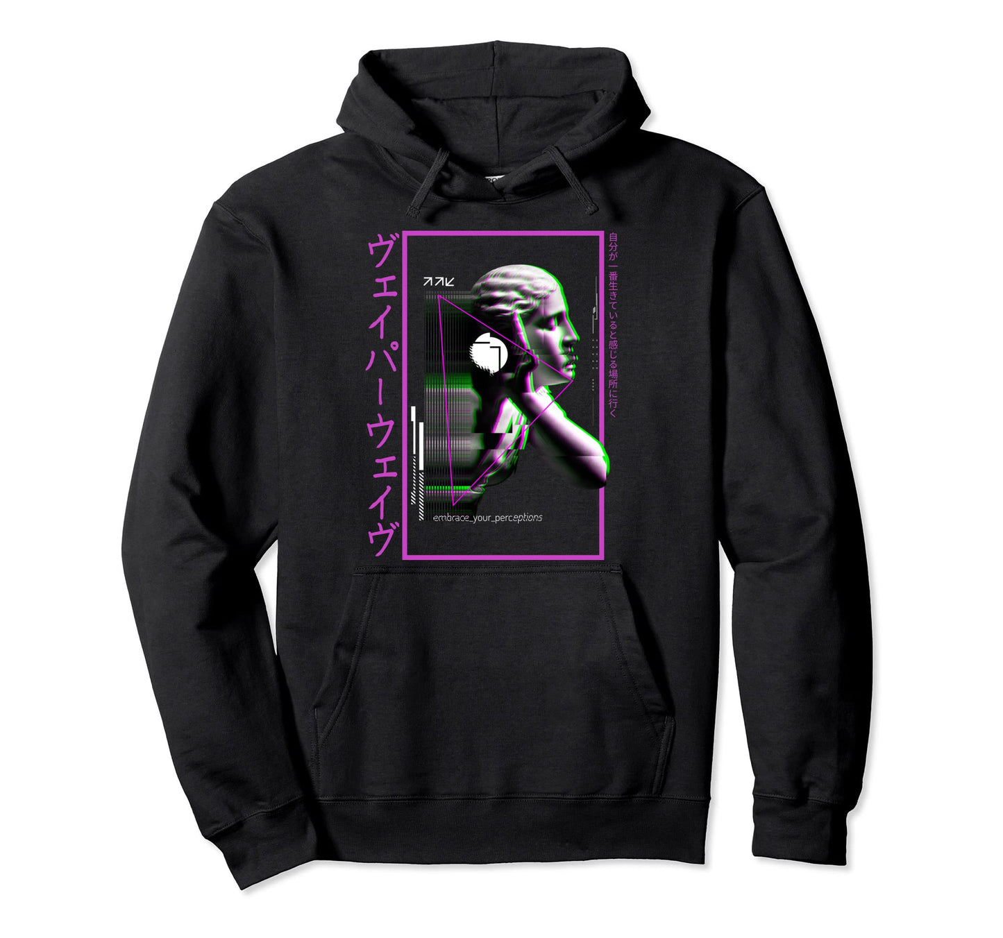 Vaporwave Statue Aesthetic Art Glitch Hoodie - Minimalist Print for Adults