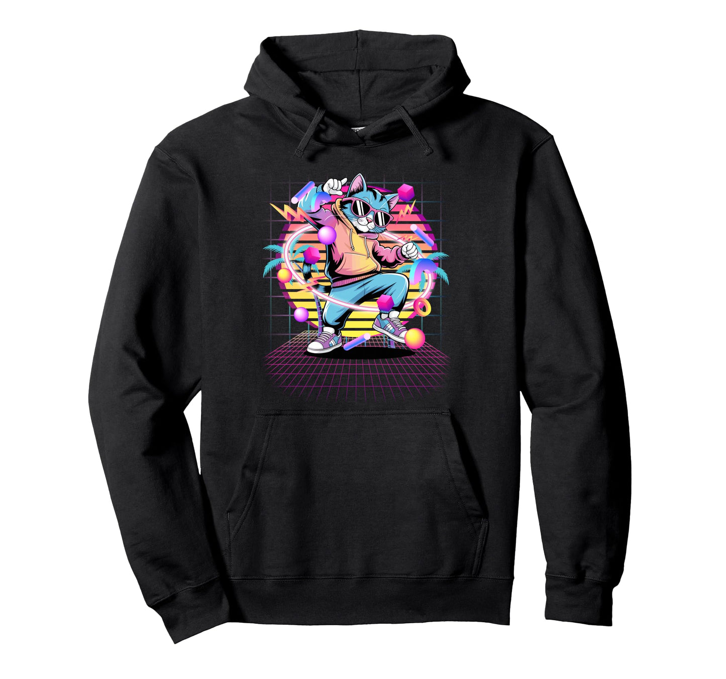 Cat Dancing 80S Vaporwave Hoodie - Casual Everyday Wear Men Women