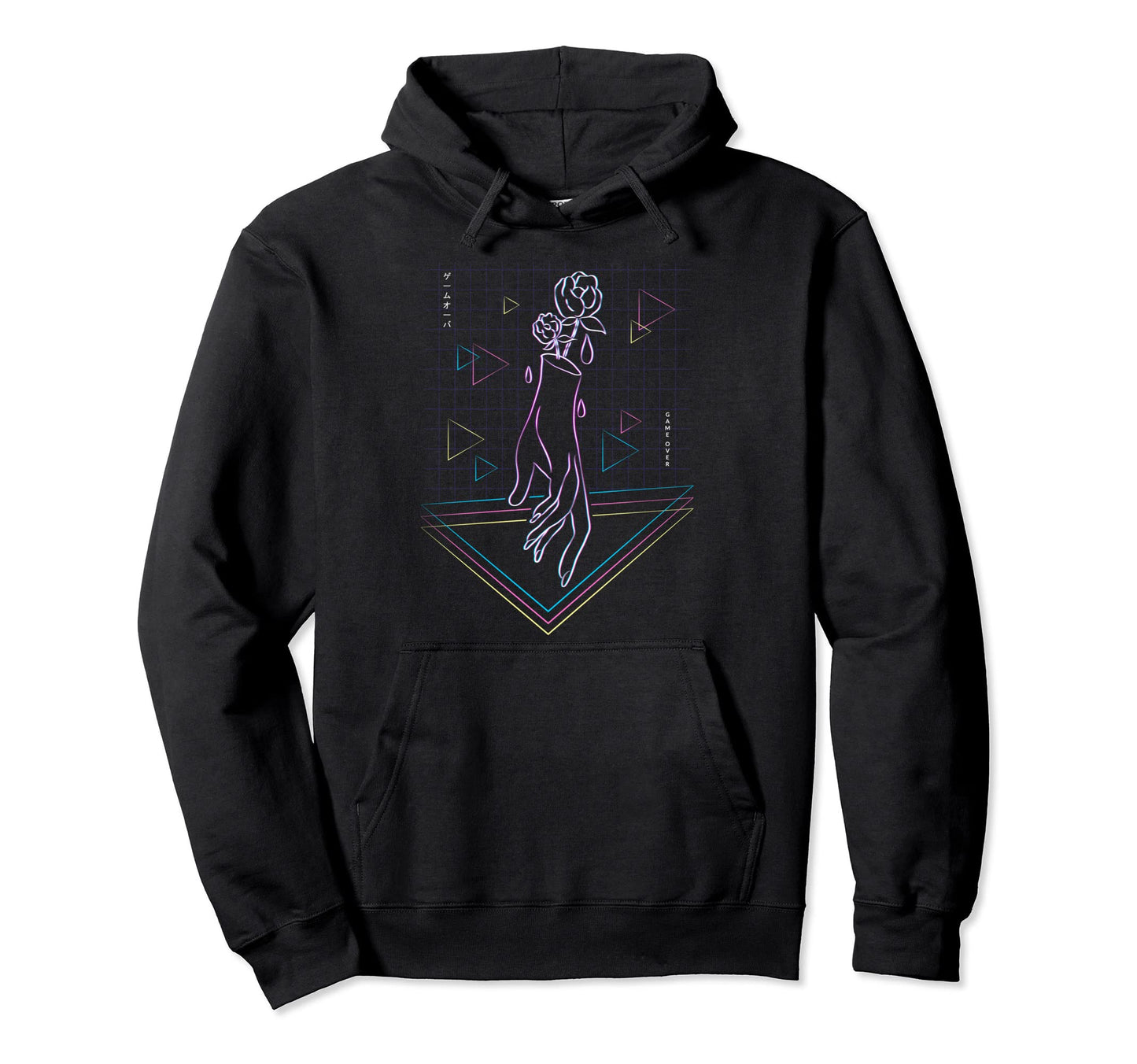 Vaporwave Aesthetic Rose Hand Flower Hoodie - Minimalist Print Men Women