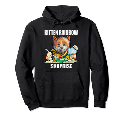 Rainbow Kitten Surprise Grunge Cat Hoodie - Minimalist Print for Adults