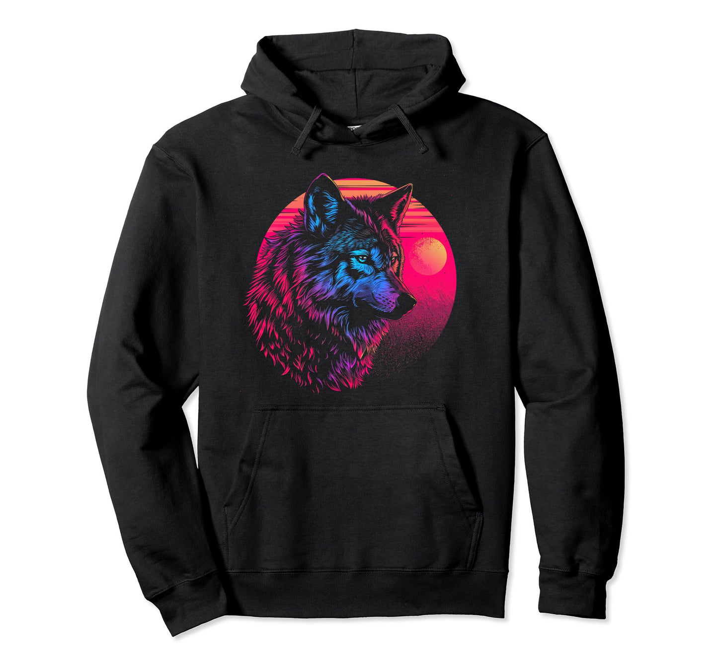 Wolf Vaporwave Aesthetic Synthwave 80S 90S Hoodie - Custom Art Print Unisex