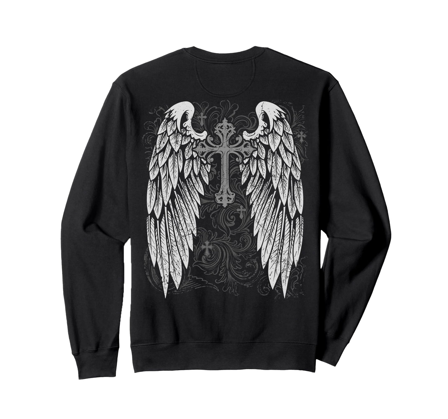 Grunge Wings Angel Back Cross Y2K 2000S Sweatshirt - Trendy Graphic Unisex