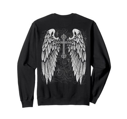 Grunge Wings Angel Back Cross Y2K 2000S Sweatshirt - Trendy Graphic Unisex