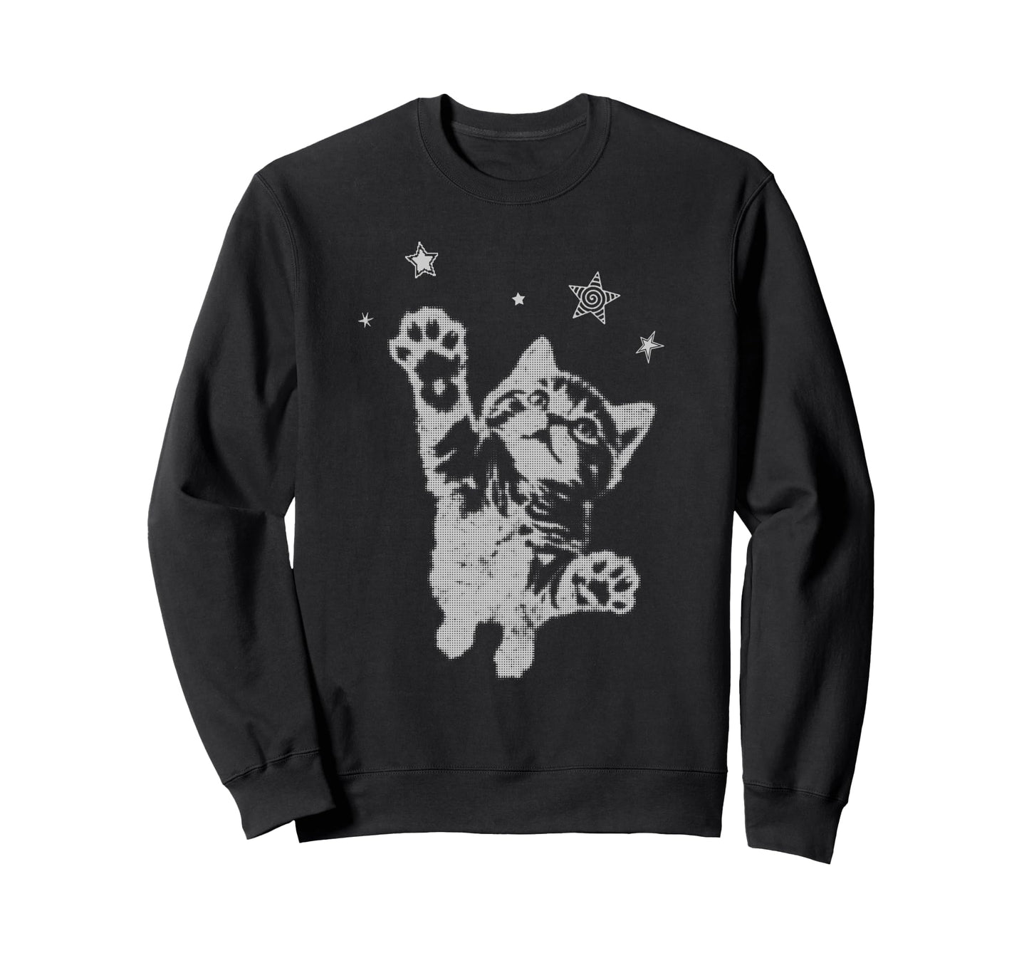 Y2K Cat Jumping Stars Silly 90S 2000S Sweatshirt - Custom Art Print Unisex