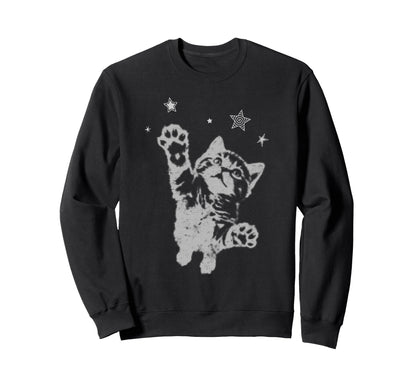 Y2K Cat Jumping Stars Silly 90S 2000S Sweatshirt - Custom Art Print Unisex