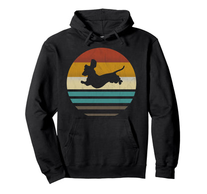 Dachshund Silhouette 60S 70S Grunge Hoodie - Minimalist Print for Adults