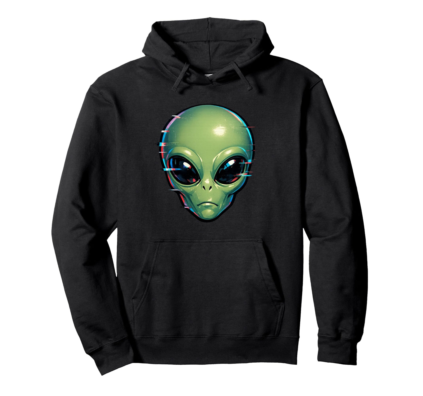 Alien Head Space Glitch Vaporwave Aesthetic Hoodie - Graphic Print Unisex