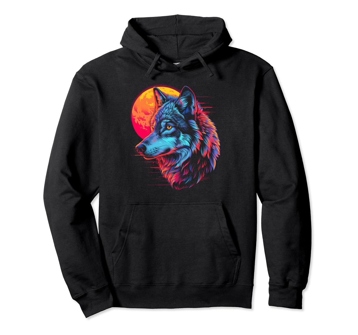 Wolf Vaporwave Aesthetic Synthwave 80S 90S Hoodie - Unique Graphic Unisex
