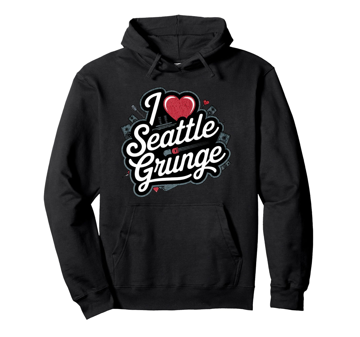 I Love Seattle Grunge Music 90S Hoodie - Casual Everyday Wear Men Women