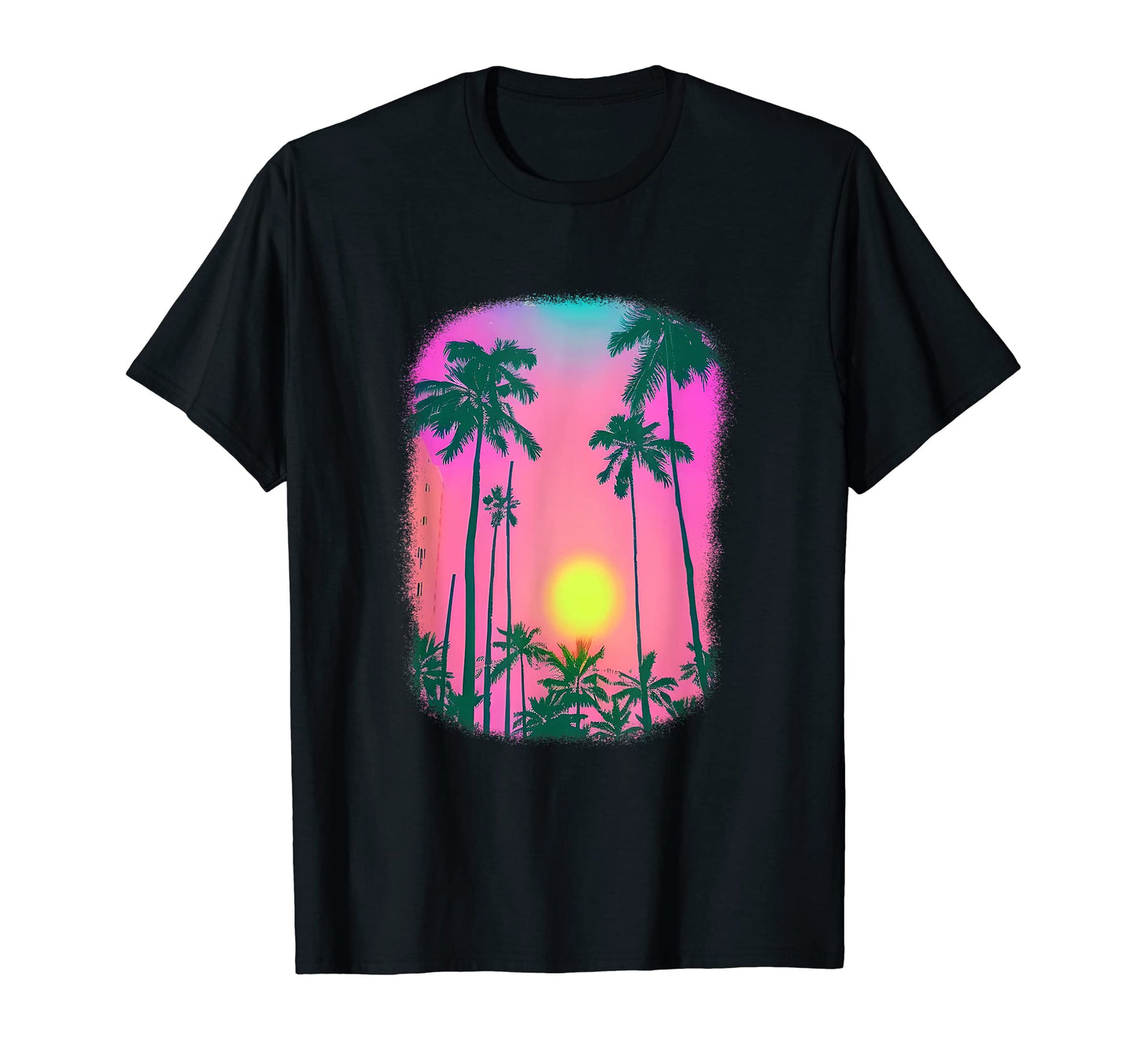 Nostalgic Sunrise 80S Palm Trees T-Shirt - Trendy Graphic for Adults