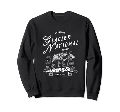 Glacier National Park Bear Montana Sweatshirt - Custom Art Print Unisex
